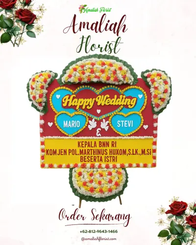Karangan Papan Bunga Pernikahan di Suka Damai